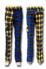 PANTALON PUNK ESCOCES AZUL Y AMARILLO CON CREMALLERAS